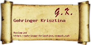 Gehringer Krisztina névjegykártya